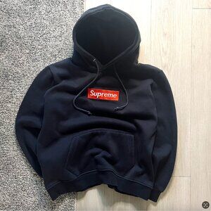 Supreme Box Logo Hoodie Navy Size Small Made in Canada 100% Cotton